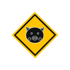 vector icon of piggy face formed with simple shapes