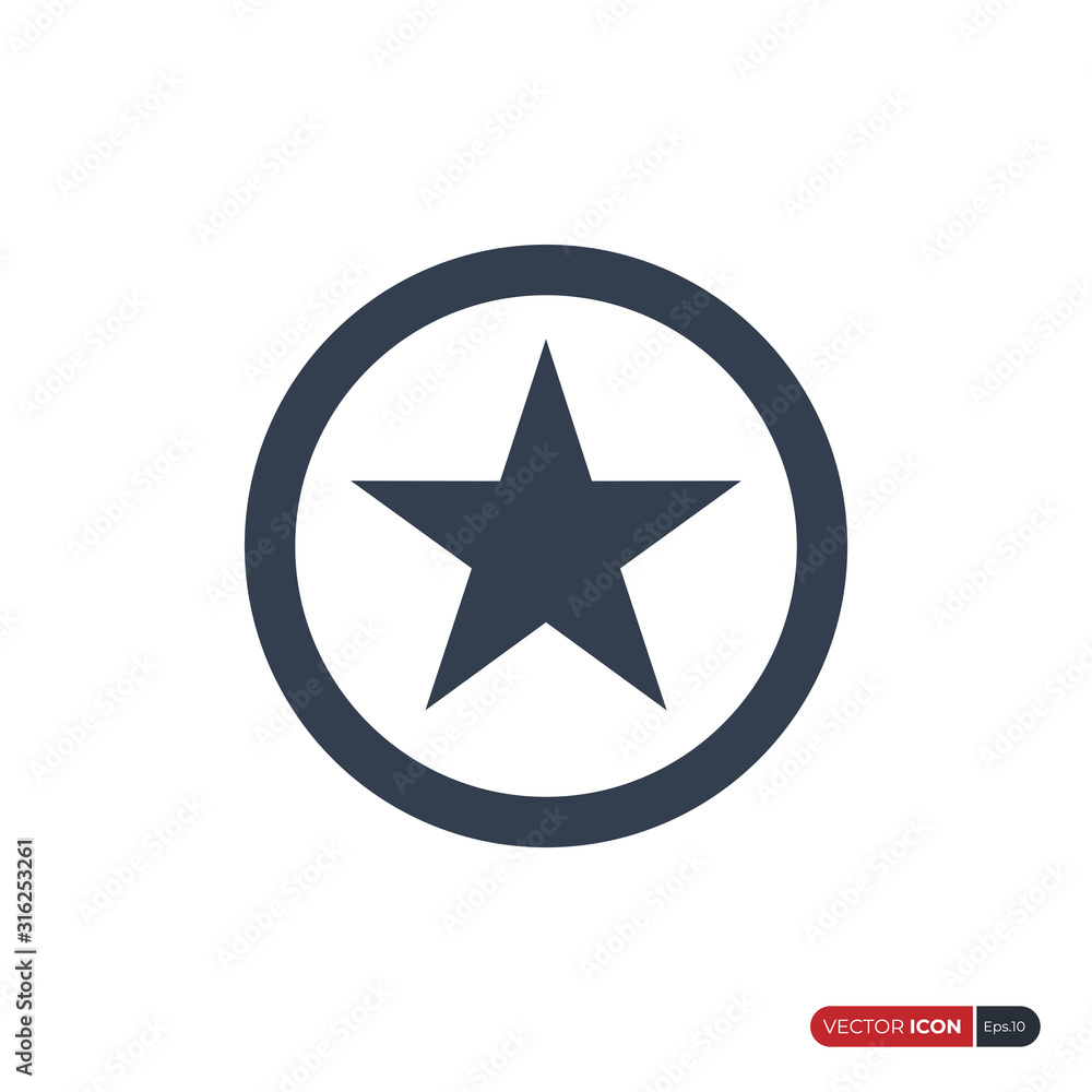 Poster star icon with line circle isolated on white background. flat vector icon design template element