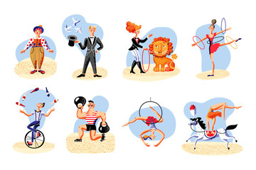 Cartoon circus performers set isolated on white © backup_studio