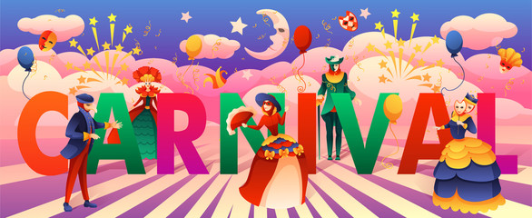 Venetian carnival colorful advertising poster