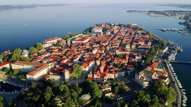 Zadar Croatia City Landscape View - Aerial Drone Footage