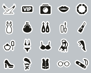 Fashion Show Icons Black & White Sticker Set Big