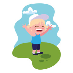 boy smiling and playing outdoors