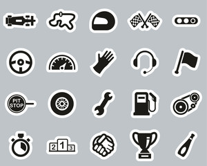 Formula Racing Icons Black & White Sticker Set Big