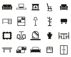 Furniture Icons Black & White Set Big