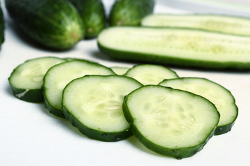 Cucumbers on cutting board