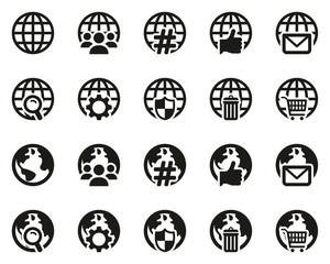 Globe App Icons Black & White Set Big