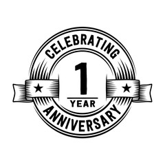 1 year anniversary celebration logotype. Vector and illustration.