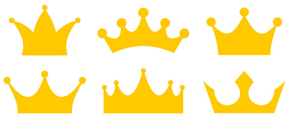 Crown simple icons collection vector