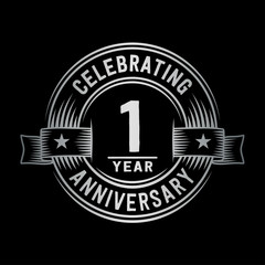 1 year anniversary celebration logotype. Vector and illustration.