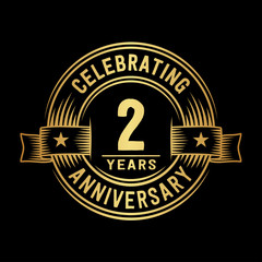 2 years anniversary celebration logotype. Vector and illustration.