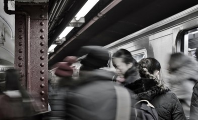 NYC Crowded Subway People Busy City Lifestyle Commuting to Work Everyday