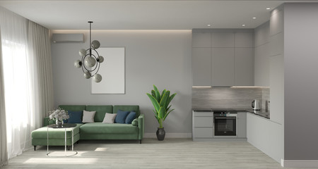 modern apartment interior, 3D illustration