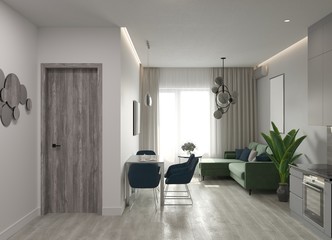 modern apartment interior, 3D illustration