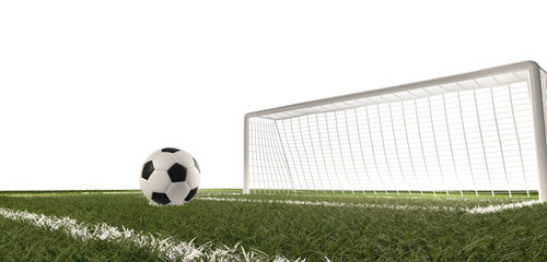 soccer football ball with soccer goal 3d-illustration © wetzkaz