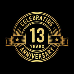 13 years anniversary celebration logotype. Vector and illustration.