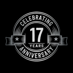 17 years anniversary celebration logotype. Vector and illustration.