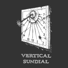 illustration of vertical sundial - obrazy, fototapety, plakaty