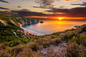 Beautiful summer sunset on Greece islands