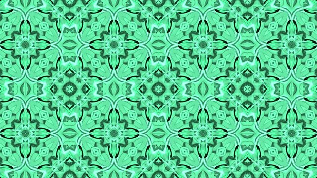 3d Looped abstract ornate decorative background. Hypnotic trendy kaleidoscope.