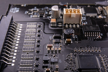 closeup of electronic circuit board