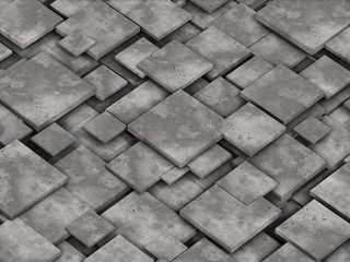 Background of concrete square blocks. 3d rendering