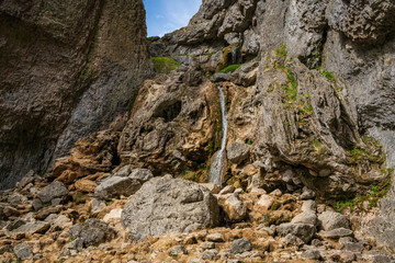 Yorkshire Dales landscape at the Gordale Scar near Malham, North Yorkshire, England, UK
