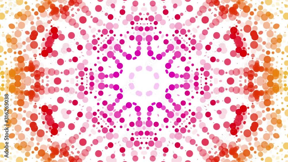 Aufkleber beautiful kaleidoscope patterns of multicolored round particles on a white background. abstract anim