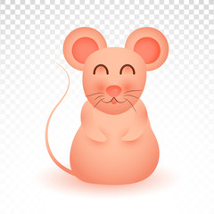 Little rat with closed eyes and smiling cute gesture . Chinese New Year. The year of the rat.