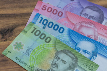 Chilean money.  Paper banknotes of the country from South America