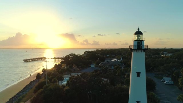 Saint Simon Lighthouse View - Aerial Drone Footage