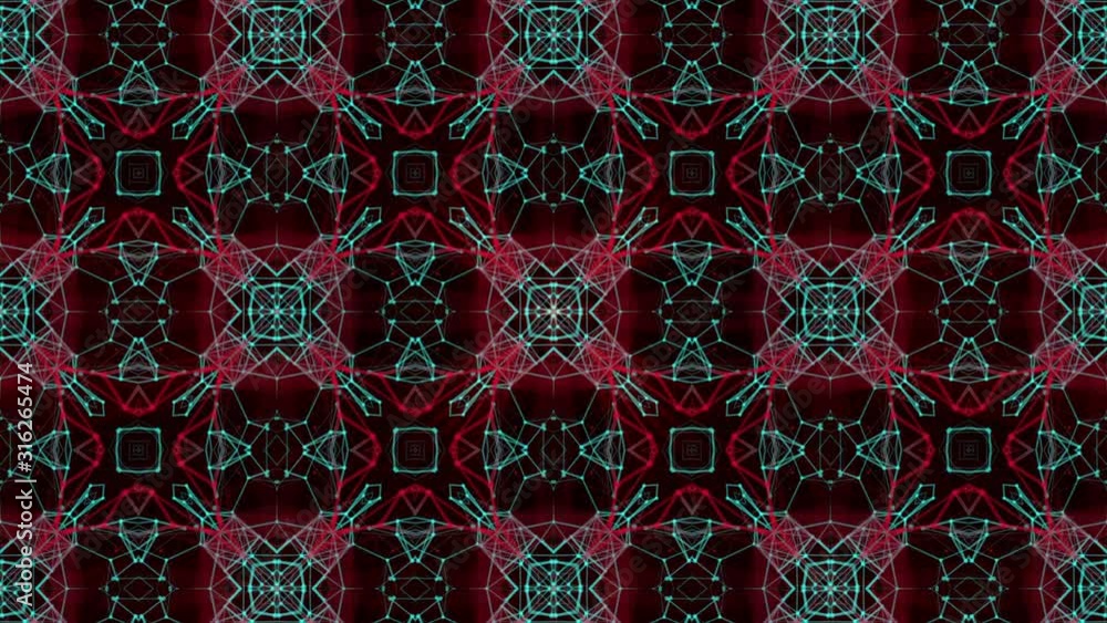 Aufkleber beautiful kaleidoscope patterns of multicolored round particles on a black background. abstract anim