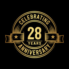 28 years anniversary celebration logotype. Vector and illustration.