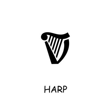 Harp flat vector icon