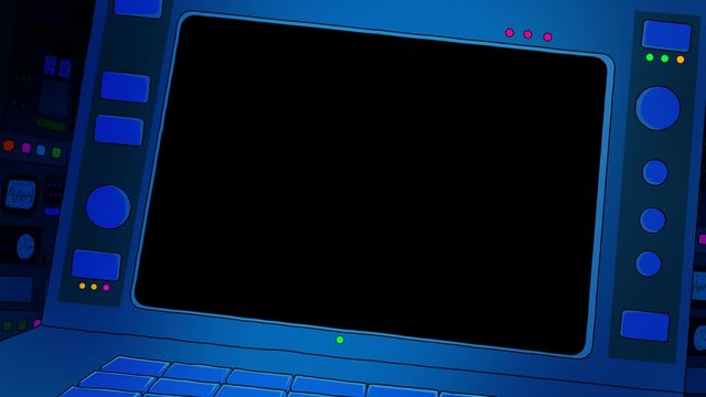 Monitor screen with interference on the control panel. Monitor screen with interference on the control panel. 2D animation. The original 4K file has an alpha channel. 29.97 fps