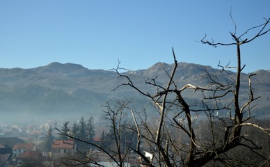winter landscape of hills and valleys
