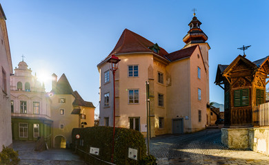 Frohnleiten small town above Mur river in Styria,Austria. Famous travel destination.