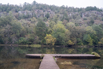 Fototapeta premium Trees line the water ways of Broken Bow, Oklahoma.