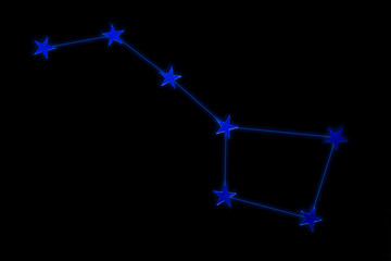 Obraz na płótnie Canvas Constellation Ursa Major on a black background. A composition of blue sparkles in the form of stars. Photo collage.
