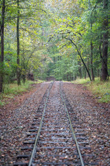 Railroads and roadways make there way through Broken Bow, Oklahoma.