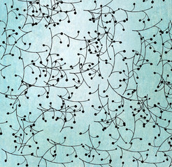 little flowers on blue watercolor pastel tone