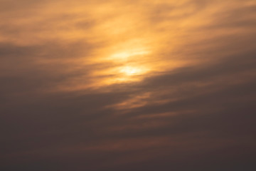 A vivid orange sunset caused by bushfire smoke in The Blue Mountains in Australia