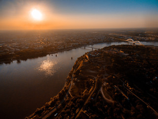 Sunset in Novi Sad, aerial view