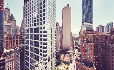 Fototapety  Retro kolor stonowanych widok architektury Manhattanu, Nowy Jork, USA.
