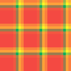 Checkered background in positive red, orange and green tones. Seamless pattern for your design.