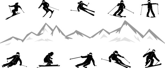 Ski Driver Winter Sport Vector Silhouette