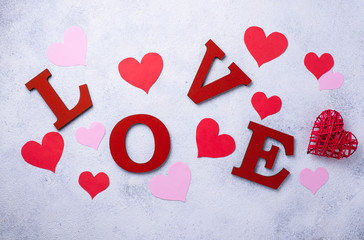Valentines Day background with letters LOVE