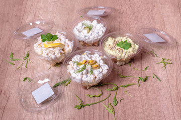 Chicken salads on the table,healthy food