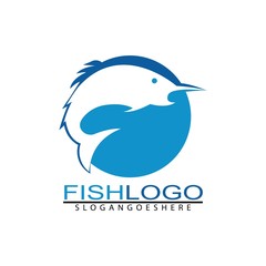 Fish logo template. You can use for fishing shop, Sailing Shop, Marine Company and Restaurant. Vector Illustration. Eps.10