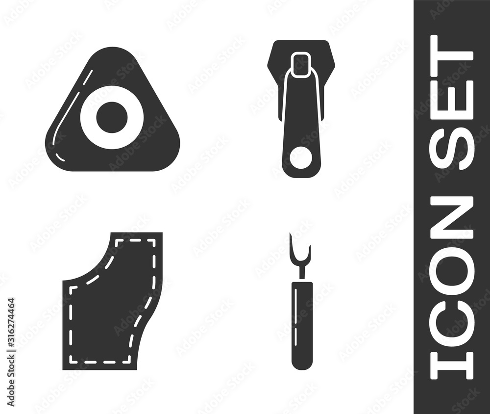 Canvas Prints Set Cutter tool, Sewing chalk, Sewing Pattern and Zipper icon. Vector